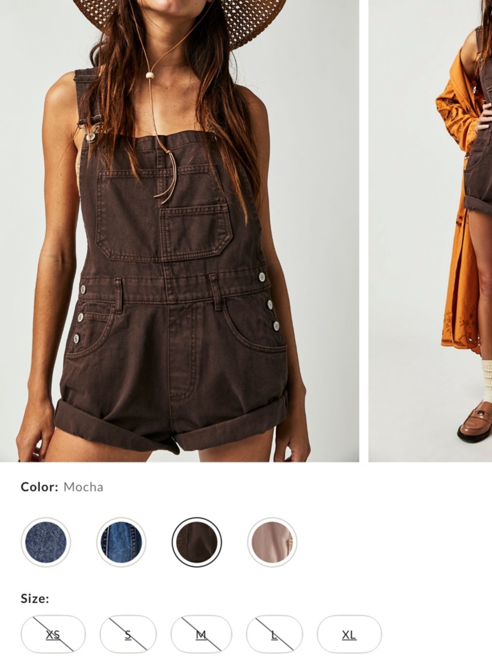 We The Free Ziggy Shortalls Brown Medium